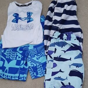 3 Size 6 Boys Bathing Suits,1 Rash Guard